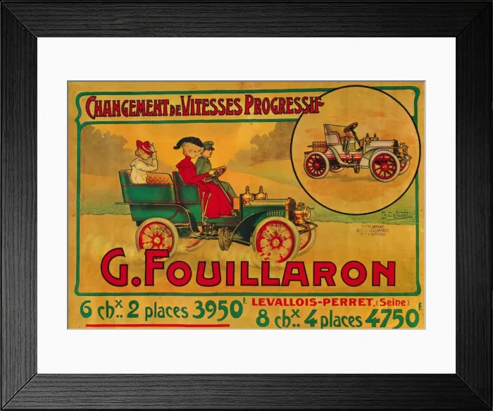 Framed Print : Advertisement for Fouillaron cars, c1900s Framed Print : Advertisement for Fouillaron cars, c1900s