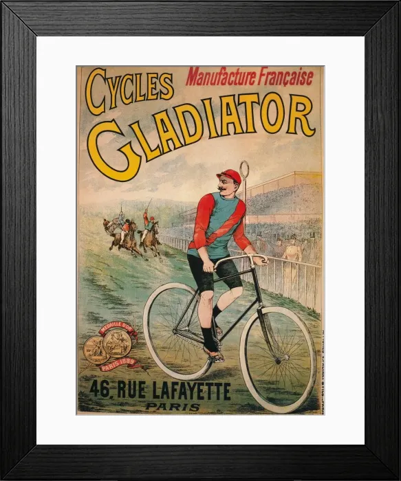 Framed Print : Advertisement for Cycles Gladiator bicycles, c1900 Framed Print : Advertisement for Cycles Gladiator bicycles, c1900