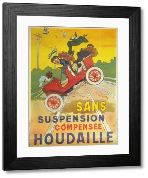 Framed Print : Advertisement for Houdaille car suspension, c1900 Framed Print : Advertisement for Houdaille car suspension, c1900