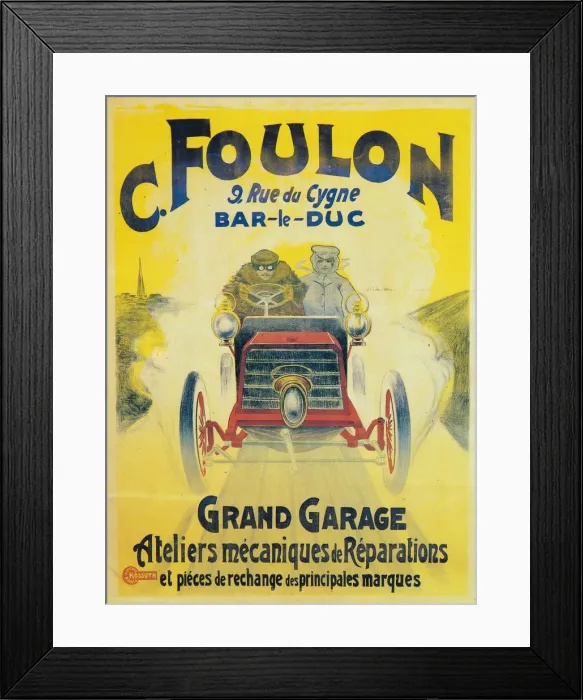 Framed Print : Advertisement for C Foulons Garage, Bar-le-Duc, France, c1900 Framed Print : Advertisement for C Foulons Garage, Bar-le-Duc, France, c1900