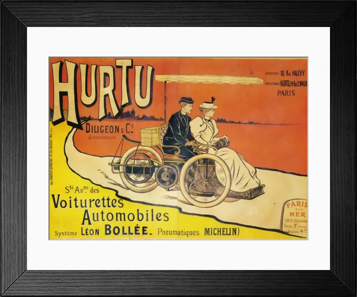 Framed Print : Advertisement for Hurtu cars, c1896 Framed Print : Advertisement for Hurtu cars, c1896