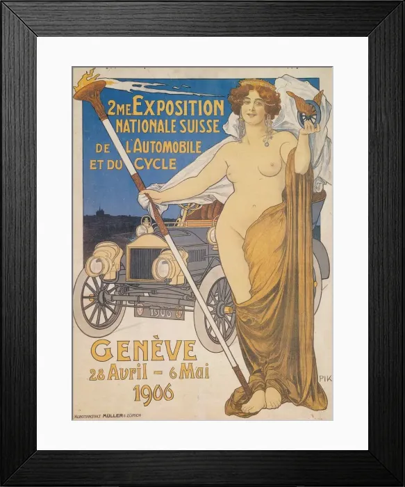 Framed Print : Advertisement for the Second Swiss National Car and Bicycle Exposition, Geneva, 1906 Framed Print : Advertisement for the Second Swiss National Car and Bicycle Exposition, Geneva, 1906