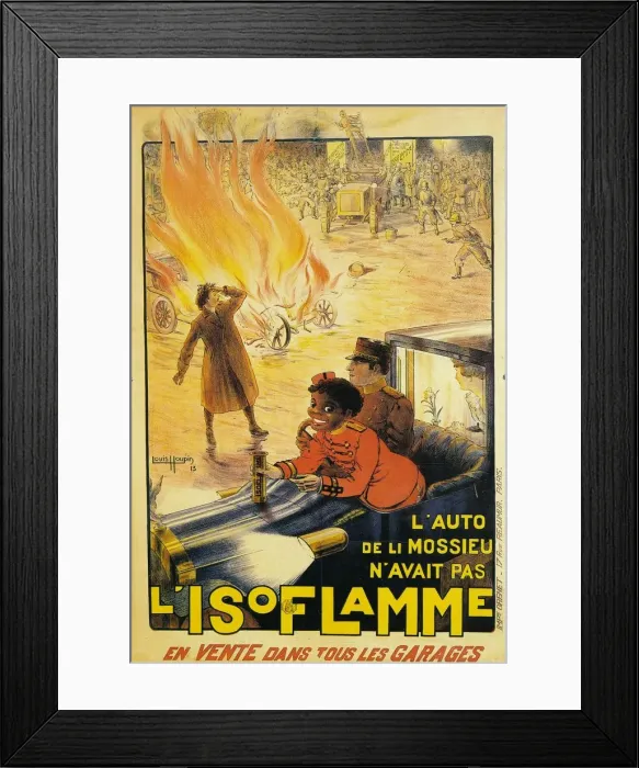 Framed Print : Advertisement for Isoflamme fire extinguishers, 1913. Artist: Louis Houpin Framed Print : Advertisement for Isoflamme fire extinguishers, 1913. Artist: Louis Houpin