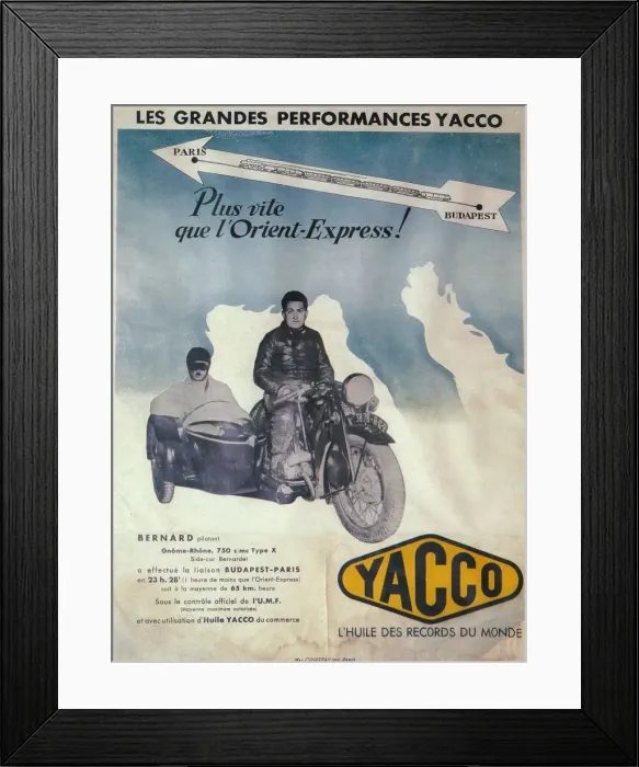 Framed Print : Advertisement for Yacco motor oil, 1936 Framed Print : Advertisement for Yacco motor oil, 1936