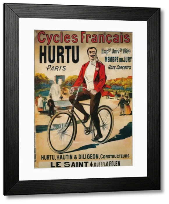 Framed Print : Advertisement for Hurtu bicycles, c1900 Framed Print : Advertisement for Hurtu bicycles, c1900