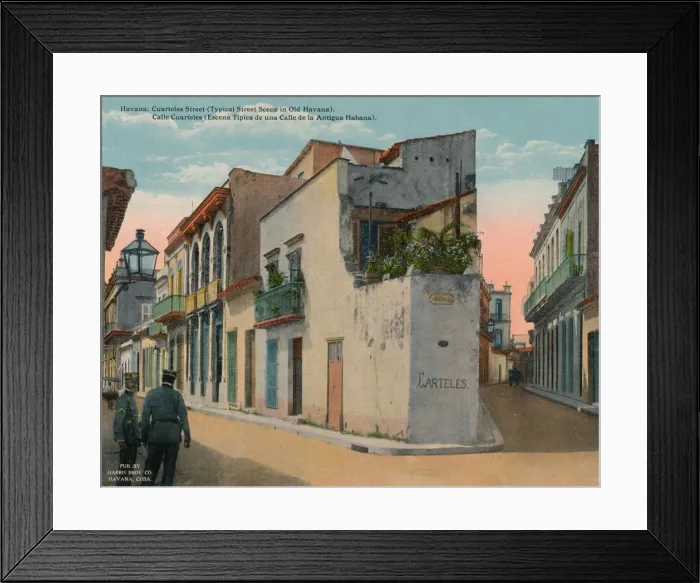 Framed Print : Calle Cuarteles, typical street scene in Old Havana, Cuba, c1920 Framed Print : Calle Cuarteles, typical street scene in Old Havana, Cuba, c1920