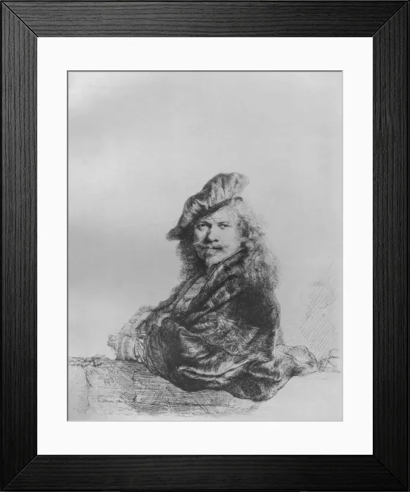 Framed Print : Rembrandt Leaning on a Stone Sill, 1639. Artist: Rembrandt Harmensz van Rijn Framed Print : Rembrandt Leaning on a Stone Sill, 1639. Artist: Rembrandt Harmensz van Rijn