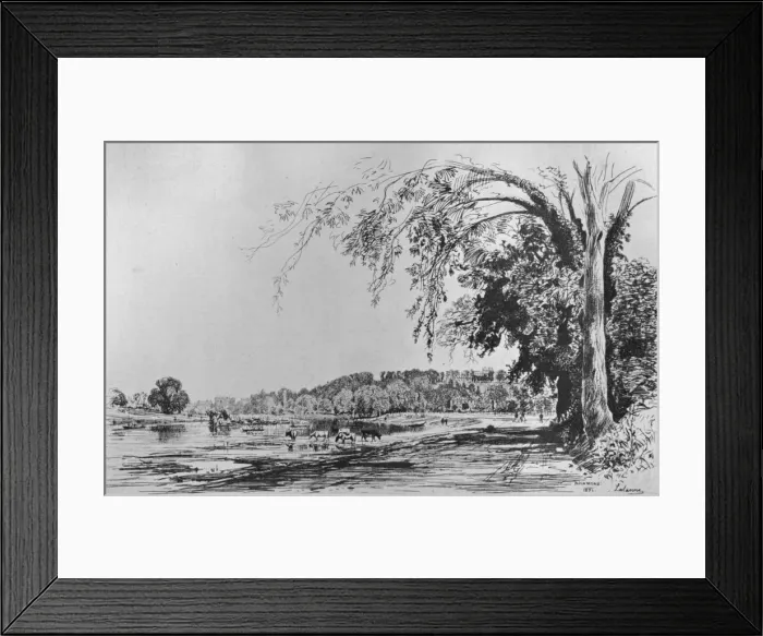 Framed Print : View of Richmond from the Thames, 1871. Artist: Maxime Lalanne Framed Print : View of Richmond from the Thames, 1871. Artist: Maxime Lalanne