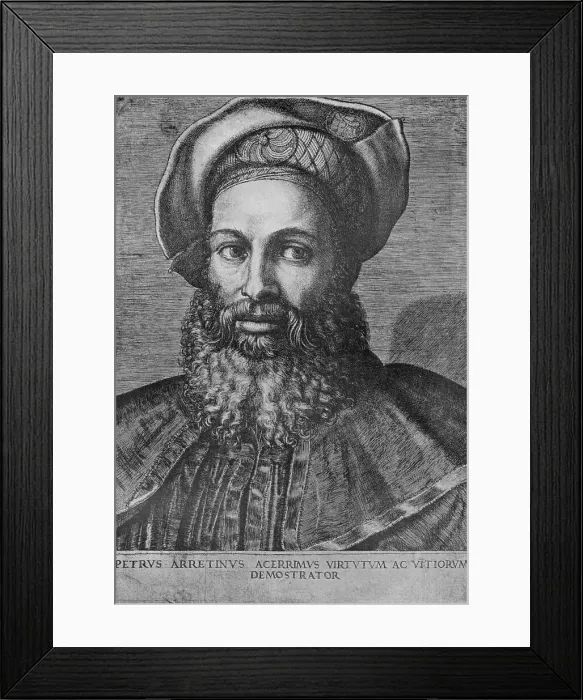 Framed Print : Portrait of Pietro Aretino, c1517. Artist: Marcantonio Raimondi Framed Print : Portrait of Pietro Aretino, c1517. Artist: Marcantonio Raimondi