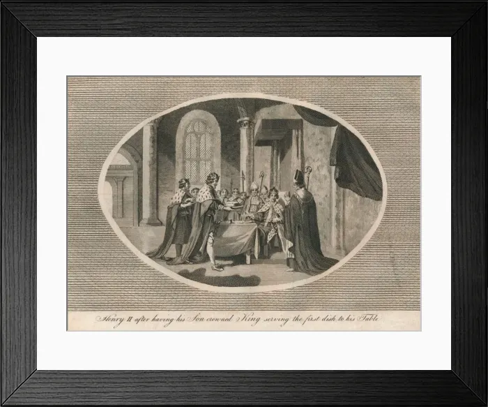 Framed Print : Henry II, after having his son crowned king, serving the first dish to his table, 1170 (1793) Framed Print : Henry II, after having his son crowned king, serving the first dish to his table, 1170 (1793)