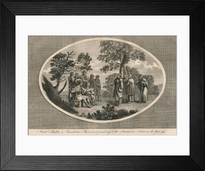 Framed Print : St Augustine, a Benedictine monk, first preaching to the Saxons in Kent, 597 (1793) Framed Print : St Augustine, a Benedictine monk, first preaching to the Saxons in Kent, 597 (1793)