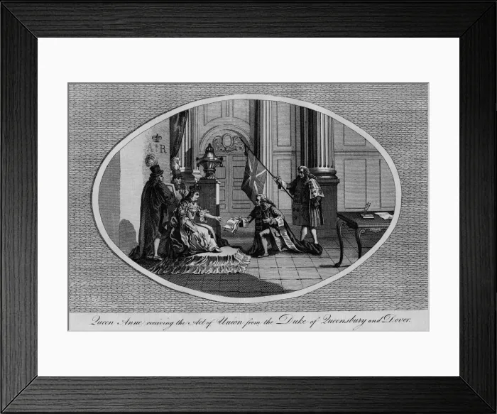 Framed Print : Queen Anne receiving the Act of Union from the Duke of Queensberry, 1707 (1793) Framed Print : Queen Anne receiving the Act of Union from the Duke of Queensberry, 1707 (1793)