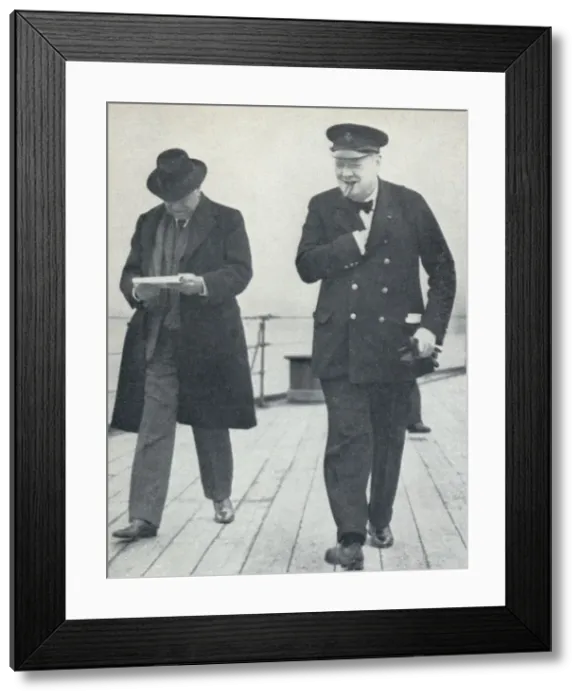 Framed Print : Churchill, jubilant, aboard H. M. S. Prince of Wales with Lord Beaverbrook, about to say farewell t Framed Print : Churchill, jubilant, aboard H. M. S. Prince of Wales with Lord Beaverbrook, about to say farewell t