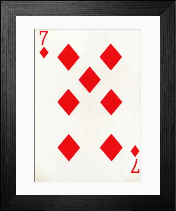 Framed Print : 7 of Diamonds from a deck of Goodall & Son Ltd. playing cards, c1940 Framed Print : 7 of Diamonds from a deck of Goodall & Son Ltd. playing cards, c1940