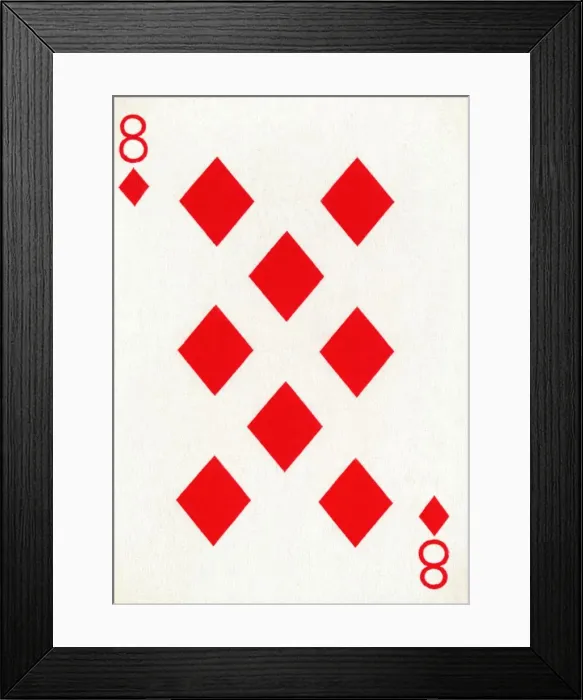 Framed Print : 8 of Diamonds from a deck of Goodall & Son Ltd. playing cards, c1940 Framed Print : 8 of Diamonds from a deck of Goodall & Son Ltd. playing cards, c1940