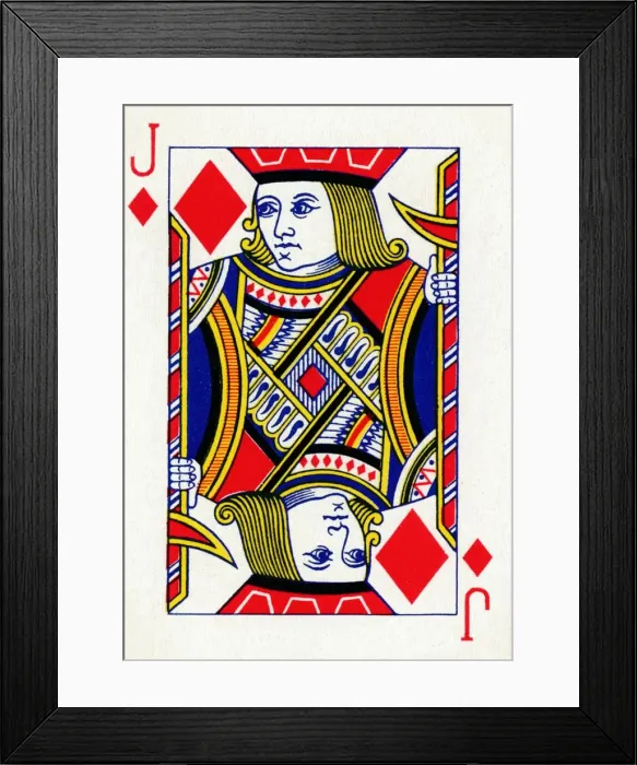 Framed Print : Jack of Diamonds from a deck of Goodall & Son Ltd. playing cards, c1940 Framed Print : Jack of Diamonds from a deck of Goodall & Son Ltd. playing cards, c1940