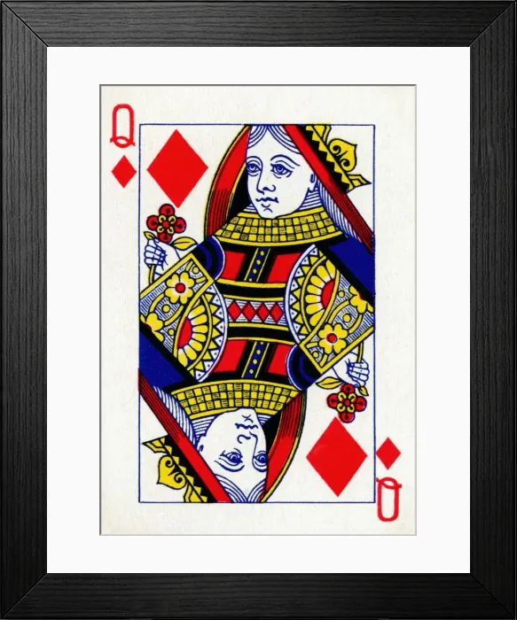 Framed Print : Queen of Diamonds from a deck of Goodall & Son Ltd. playing cards, c1940 Framed Print : Queen of Diamonds from a deck of Goodall & Son Ltd. playing cards, c1940