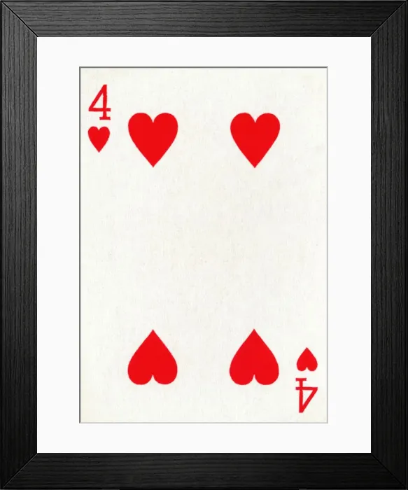 Framed Print : 4 of Hearts from a deck of Goodall & Son Ltd. playing cards, c1940 Framed Print : 4 of Hearts from a deck of Goodall & Son Ltd. playing cards, c1940