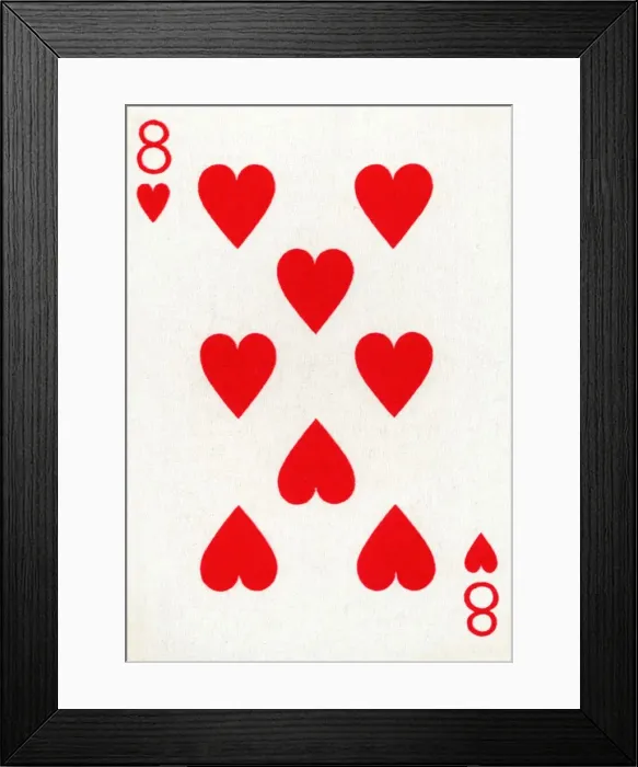 Framed Print : 8 of Hearts from a deck of Goodall & Son Ltd. playing cards, c1940 Framed Print : 8 of Hearts from a deck of Goodall & Son Ltd. playing cards, c1940