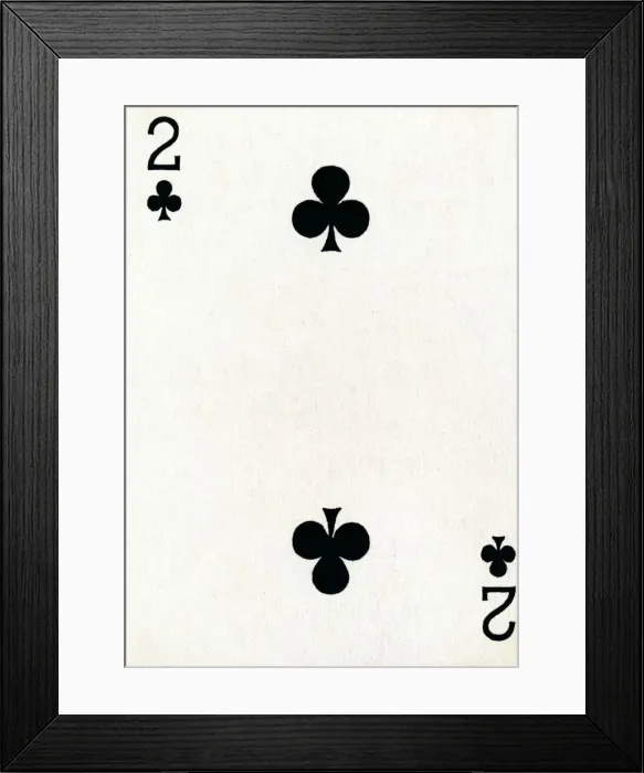 Framed Print : 2 of Clubs from a deck of Goodall & Son Ltd. playing cards, c1940 Framed Print : 2 of Clubs from a deck of Goodall & Son Ltd. playing cards, c1940