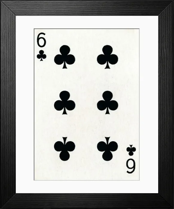 Framed Print : 6 of Clubs from a deck of Goodall & Son Ltd. playing cards, c1940 Framed Print : 6 of Clubs from a deck of Goodall & Son Ltd. playing cards, c1940