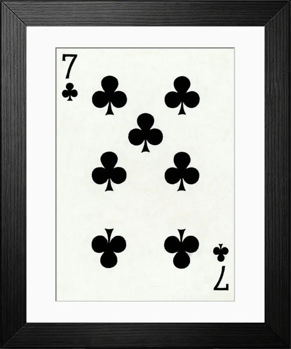 Framed Print : 7 of Clubs from a deck of Goodall & Son Ltd. playing cards, c1940 Framed Print : 7 of Clubs from a deck of Goodall & Son Ltd. playing cards, c1940