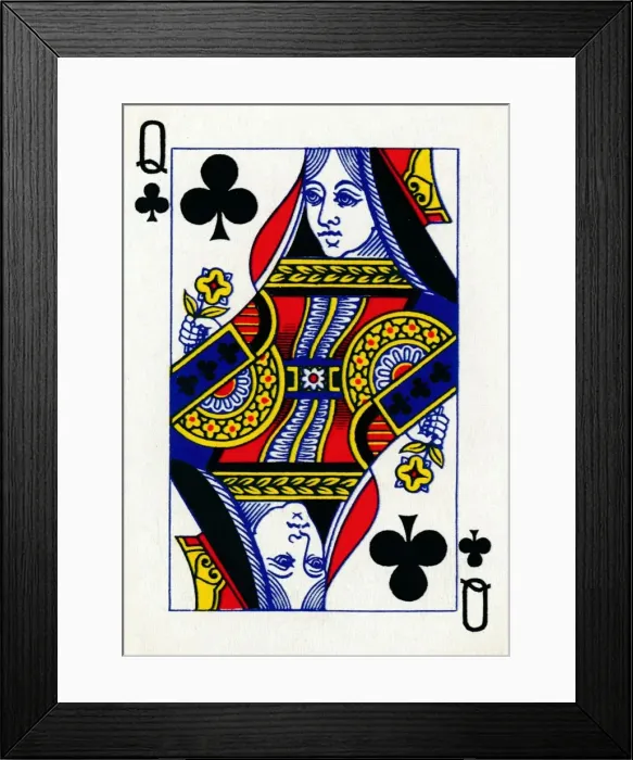 Framed Print : Queen of Clubs from a deck of Goodall & Son Ltd. playing cards, c1940 Framed Print : Queen of Clubs from a deck of Goodall & Son Ltd. playing cards, c1940