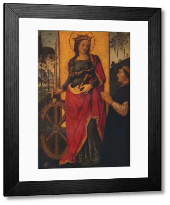 Framed Print : Saint Catherine of Alexandria with a Donor, c1480. Artist: Bernardino Pinturicchio Framed Print : Saint Catherine of Alexandria with a Donor, c1480. Artist: Bernardino Pinturicchio