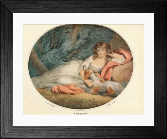 Framed Print : Fidelity, 1795. Artist: Daniel Gardner Framed Print : Fidelity, 1795. Artist: Daniel Gardner