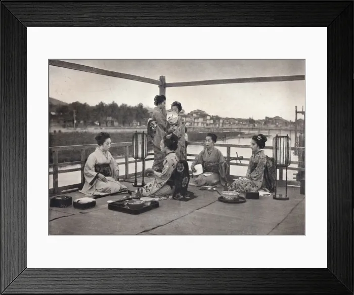 Framed Print : A Japanese Meal, c1903. Artist: David Stevenson & Co Framed Print : A Japanese Meal, c1903. Artist: David Stevenson & Co