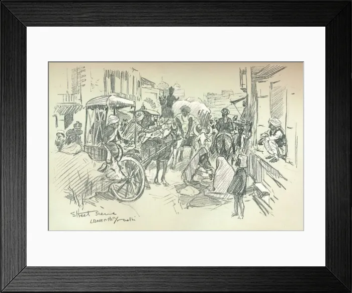 Framed Print : A Street Scene in Delhi, c1903. Artist: Leonard Raven-Hill Framed Print : A Street Scene in Delhi, c1903. Artist: Leonard Raven-Hill