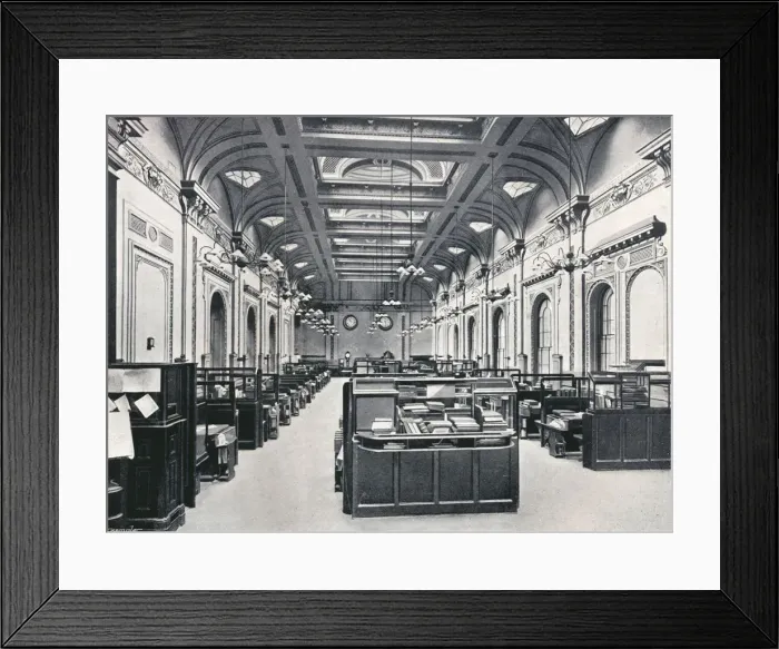 Framed Print : The Underwriters Room at Lloyds, c1903. Artist: AJ Campbell & E Gray Framed Print : The Underwriters Room at Lloyds, c1903. Artist: AJ Campbell & E Gray