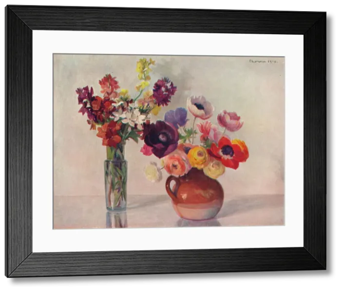 Framed Print : Anemones and Wallflowers, c1909. Artist: Gerard Chowne Framed Print : Anemones and Wallflowers, c1909. Artist: Gerard Chowne