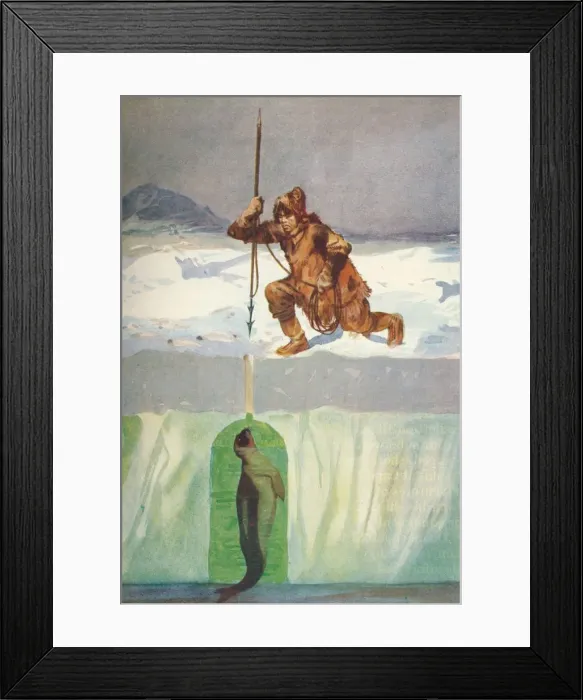 Framed Print : Eskimo About To Spear A Seal Through Its Breathing-Hole, c1927, (1928). Artist: Henry Evison Framed Print : Eskimo About To Spear A Seal Through Its Breathing-Hole, c1927, (1928). Artist: Henry Evison