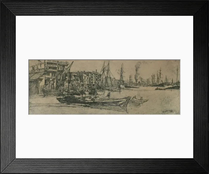 Framed Print : Thames Warehouses, 1859, (1904). Artist: James Abbott McNeill Whistler Framed Print : Thames Warehouses, 1859, (1904). Artist: James Abbott McNeill Whistler