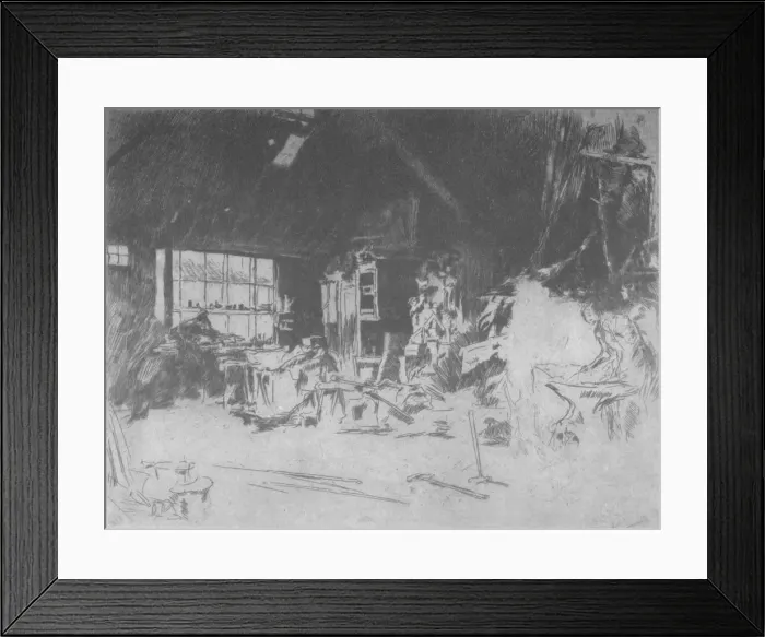 Framed Print : The Smithy, 1880, (1904). Artist: James Abbott McNeill Whistler Framed Print : The Smithy, 1880, (1904). Artist: James Abbott McNeill Whistler
