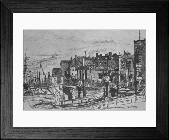 Framed Print : Thames Police (formerly called Wapping Wharf, 1859, (1903). Artist: James Abbott McNeill Whistler Framed Print : Thames Police (formerly called Wapping Wharf, 1859, (1903). Artist: James Abbott McNeill Whistler