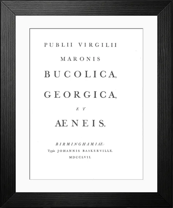 Framed Print : Johns Baskervilles Virgil, 1757, (1946). Artist: John Baskerville Framed Print : Johns Baskervilles Virgil, 1757, (1946). Artist: John Baskerville