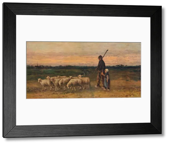 Framed Print : The Return of the Flock, c1899. Artist: Jozef Israels Framed Print : The Return of the Flock, c1899. Artist: Jozef Israels