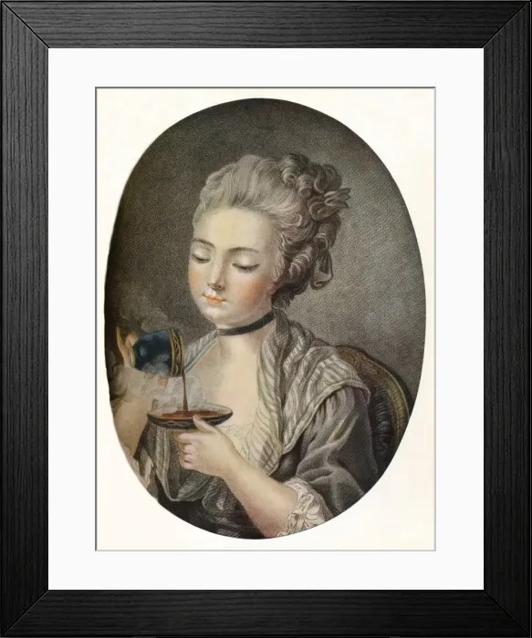 Framed Print : Girl Taking Coffee, c1774. Artist: Louis Marin Bonnet Framed Print : Girl Taking Coffee, c1774. Artist: Louis Marin Bonnet