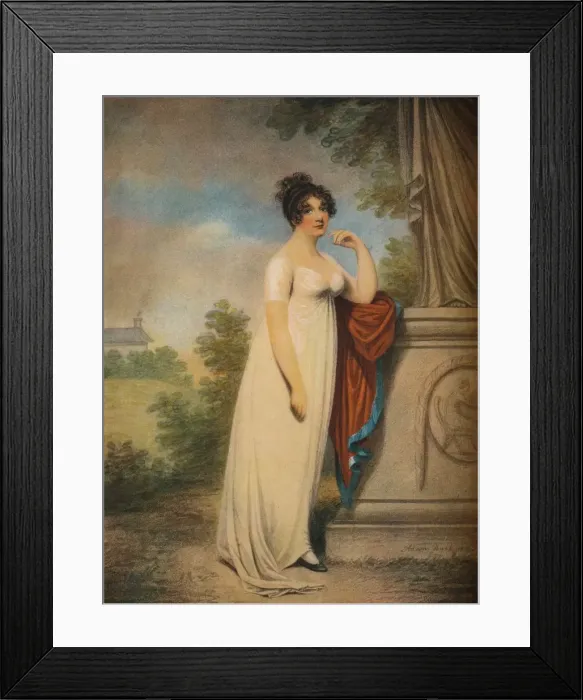Framed Print : Mary Anne Clarke at the base of a statue, 1803. Artists: Mary Anne Clarke, Adam Buck Framed Print : Mary Anne Clarke at the base of a statue, 1803. Artists: Mary Anne Clarke, Adam Buck