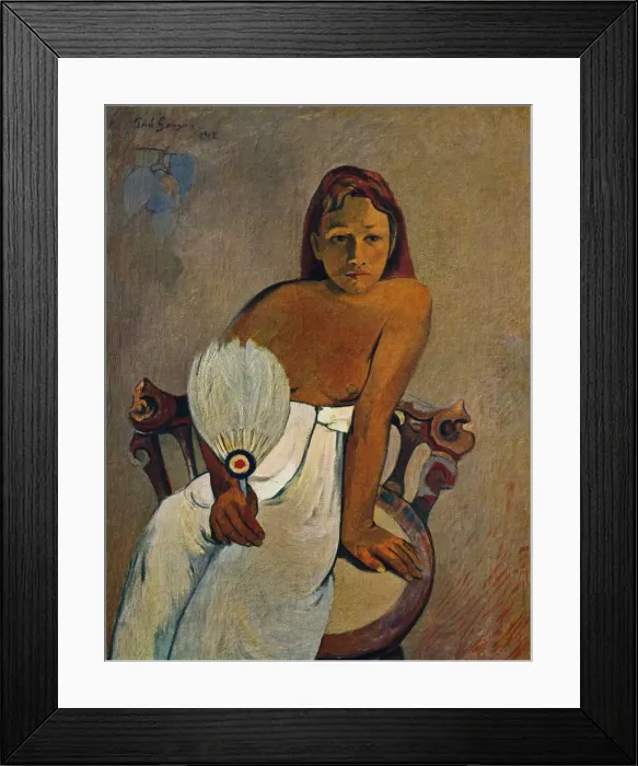 Framed Print : The Girl with a Fan, 1902. Artist: Paul Gauguin Framed Print : The Girl with a Fan, 1902. Artist: Paul Gauguin
