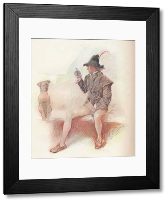 Framed Print : Launce and his Dog, 1903, (1903). Artist: Philip William May Framed Print : Launce and his Dog, 1903, (1903). Artist: Philip William May