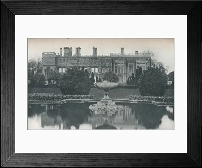 Framed Print : Castle Ashby, Northants: South Side, With Fountain, c1915 Framed Print : Castle Ashby, Northants: South Side, With Fountain, c1915