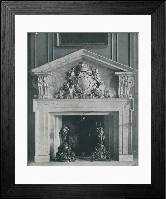 Framed Print : Carved Marble Chimneypiece by William Kent (1685-1748). In the Public Dining-Room at Hampton Court Framed Print : Carved Marble Chimneypiece by William Kent (1685-1748). In the Public Dining-Room at Hampton Court