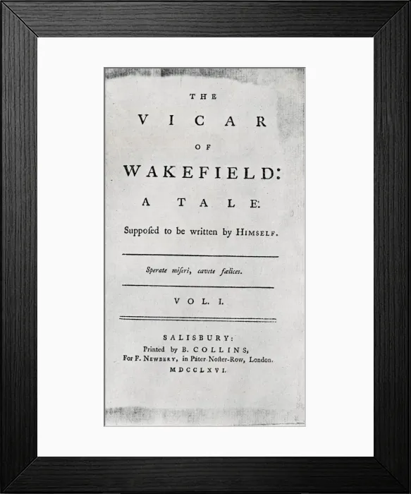 Framed Print : Title Page of The Vicar of Wakefield, 1766 Framed Print : Title Page of The Vicar of Wakefield, 1766