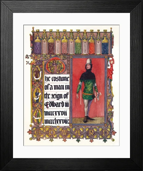 Framed Print : The Costume of a man in the reign of Edward III, c1353 Framed Print : The Costume of a man in the reign of Edward III, c1353