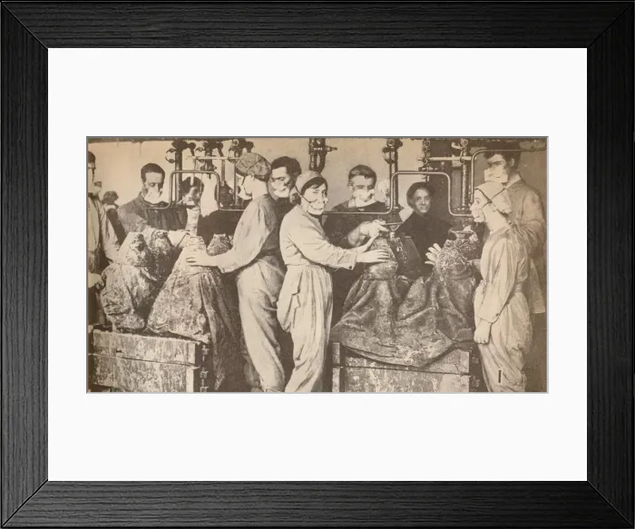 Framed Print : Munition Workers Wearing Respirators While Filling Sells with Trinitrotoluene (T. N. T. ), c1916, (19