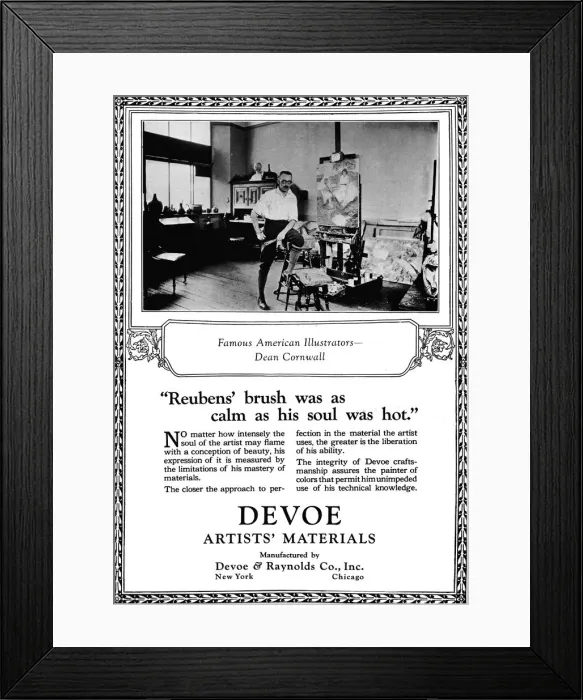 Framed Print : Devoe Artists Materials: Famous American Illustrators - Dean Cornwell, c1923, (1923) Framed Print : Devoe Artists Materials: Famous American Illustrators - Dean Cornwell, c1923, (1923)