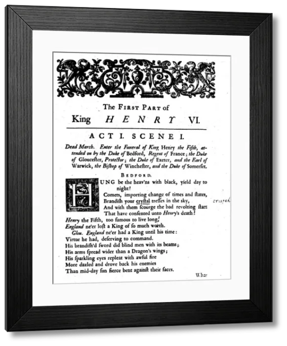 Framed Print : King Henry VI. Act 1. Scene 1, c1723, (1946) Framed Print : King Henry VI. Act 1. Scene 1, c1723, (1946)